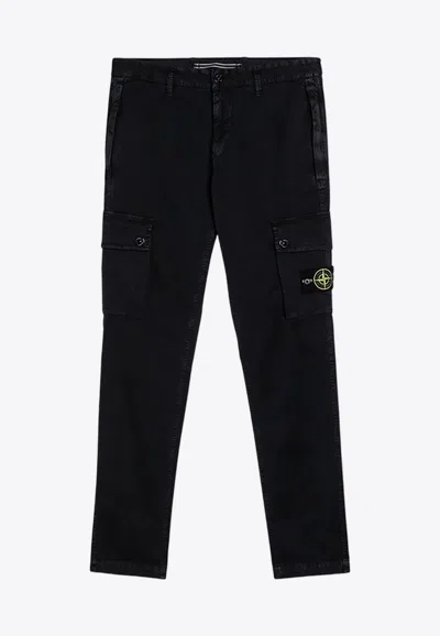 Stone Island Logo-patch Cargo Pants In Blue