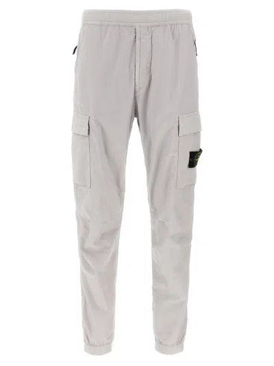 Stone Island Logo Patch Cargo Pants In Neutral