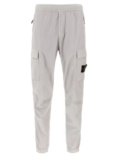 Stone Island Logo Patch Cargo Pants In Gray