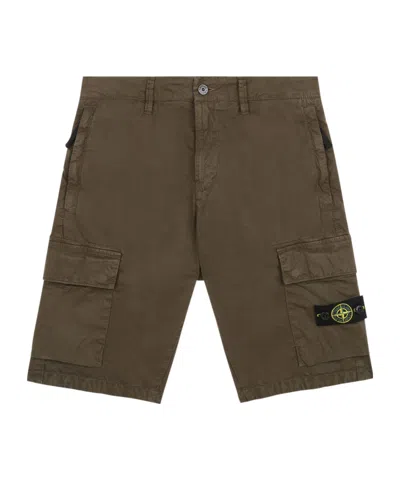 Stone Island Logo-patch Cargo Shorts In Brown