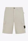 Stone Island Compass Patch Bermuda Shorts In Beige