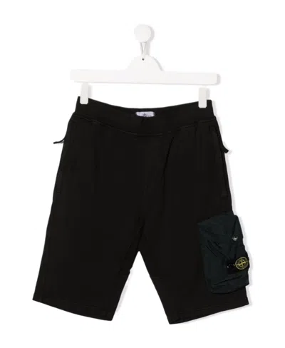 Stone Island Logo-patch Cargo Shorts In Black