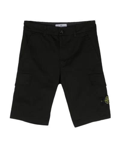 Stone Island Logo-patch Cargo Shorts In Black