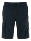 Stone Island Black Stretch Cotton Bermuda Shorts In Black