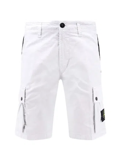 Stone Island Logo-patch Cargo Shorts In White