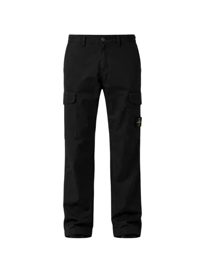 Stone Island Logo-patch Cargo Trousers In Black