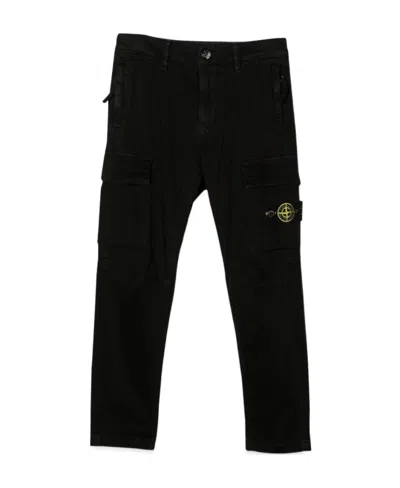 Stone Island Logo-patch Cargo Trousers In Black
