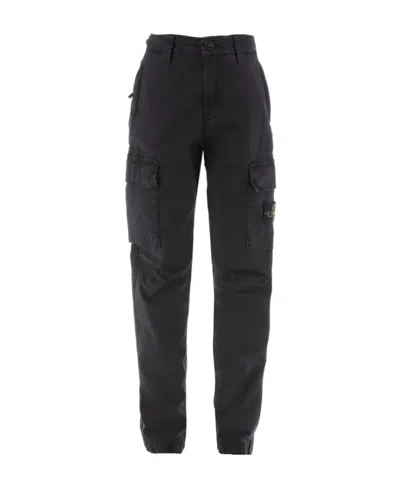 Stone Island Logo-patch Cargo Trousers In Black