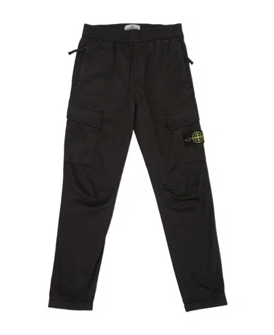 Stone Island Logo-patch Cargo Trousers In Black