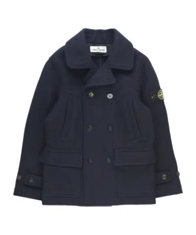 Stone Island Logo-patch Coat In Black