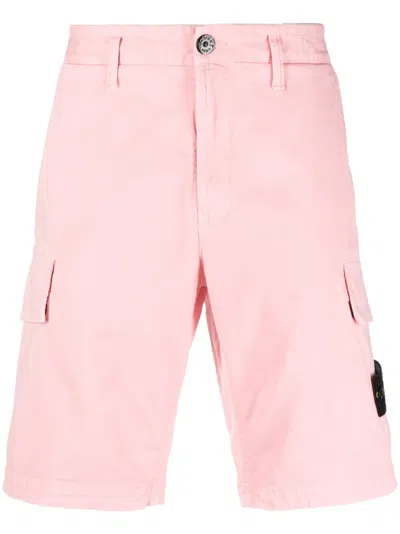 Stone Island Logo-patch Cotton Bermuda Shorts In Rosa
