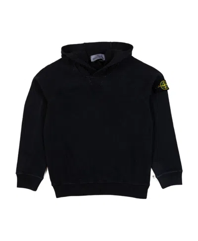 Stone Island Logo-patch Cotton Hoodie In Black