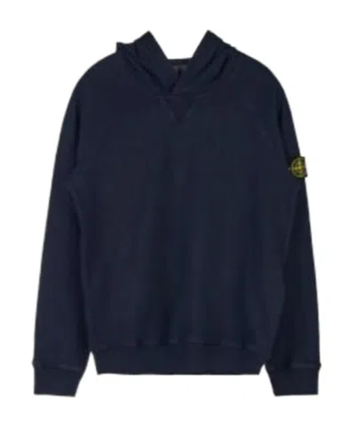 Stone Island Logo-patch Cotton Hoodie In Blue