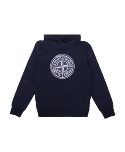 Stone Island Logo-patch Cotton Hoodie In Blue