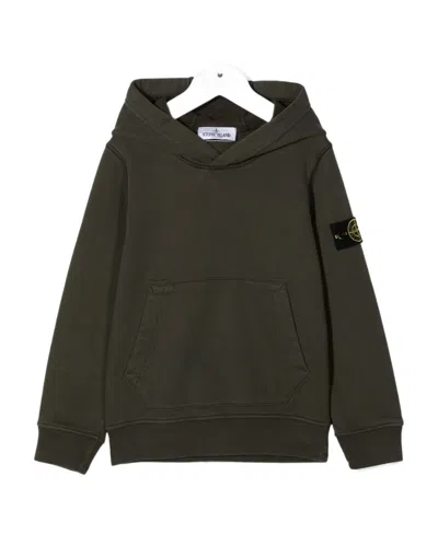 Stone Island Logo-patch Cotton Hoodie In Olive Green
