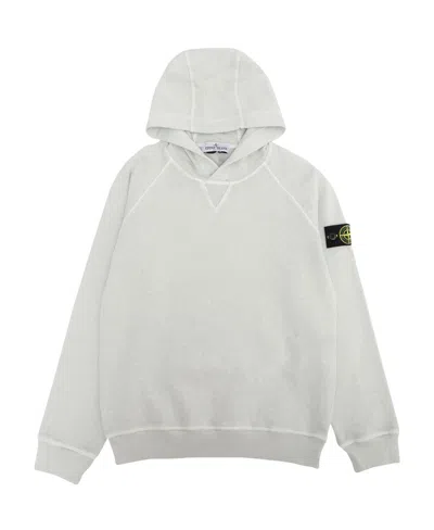 Stone Island Logo-patch Cotton Hoodie In White