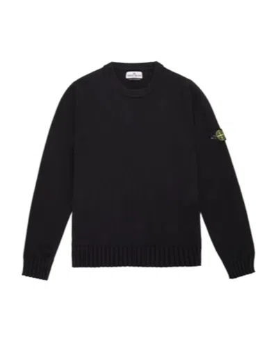 Stone Island Logo-patch Cotton Jumper In Black