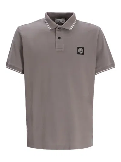 Stone Island Logo-patch Cotton Polo Shirt In Brown