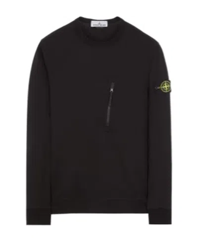 Stone Island Logo-patch Cotton Sweatshirt In Black