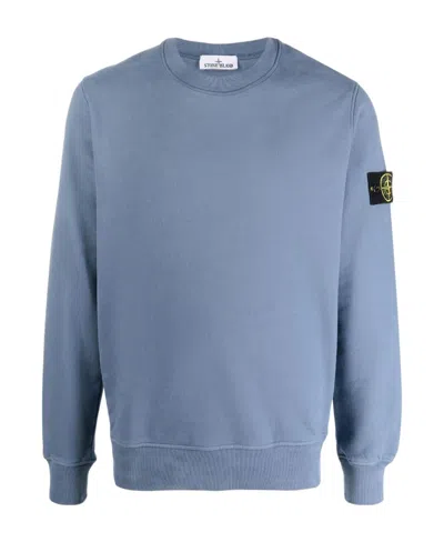 Stone Island Logo-patch Cotton Sweatshirt In Blue