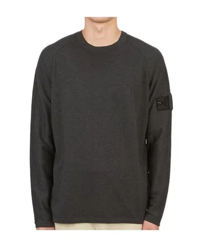 Stone Island Logo-patch Cotton Sweatshirt In Gray