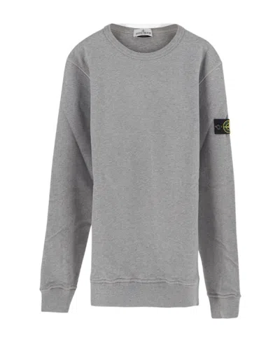 Stone Island Logo-patch Cotton Sweatshirt In Gray