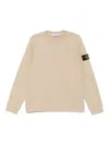 Stone Island Crew Neck Long Sleeve Sweatshirt With Ribbed Cuffs And Hem In Neutral