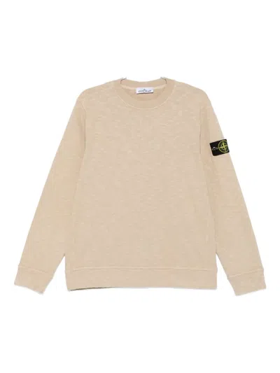 Stone Island Logo-patch Cotton Sweatshirt In Neutral