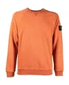 Stone Island Logo Patch Cotton Sweatshirt In Orange