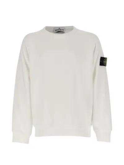 Stone Island Kids' Logo-patch Cotton Sweatshirt In White