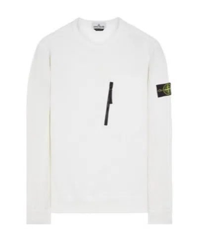 Stone Island Logo-patch Cotton Sweatshirt In White