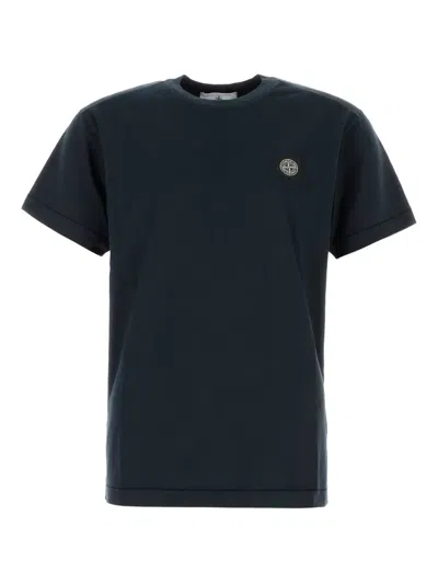 Stone Island Black Short-sleeved T-shirt With Chest Logo Patch