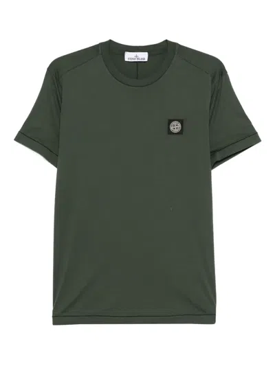 Stone Island Logo-patch Cotton T-shirt In Green