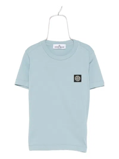 Stone Island Kids' Logo-patch Cotton T-shirt In Blue