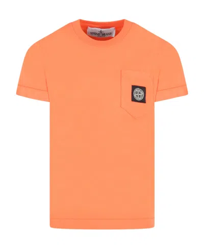 Stone Island Logo-patch Cotton T-shirt In Coral