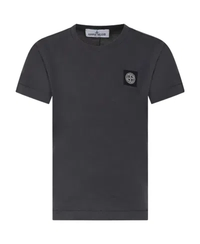 Stone Island Logo-patch Cotton T-shirt In Gray