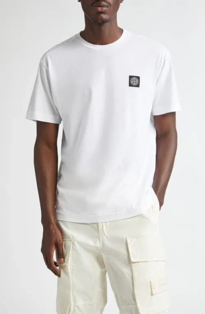 Stone Island White Cotton T-shirt With Logo Patch