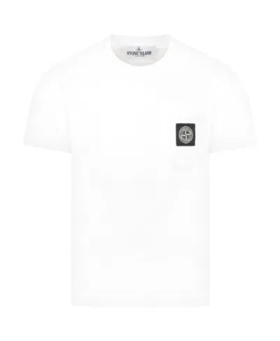 Stone Island Logo-patch Cotton T-shirt In White