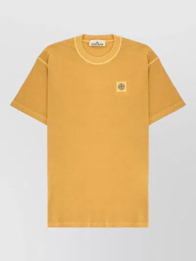 Stone Island Logo Patch Crew Neck Short Sleeve T-shirt In Yellow