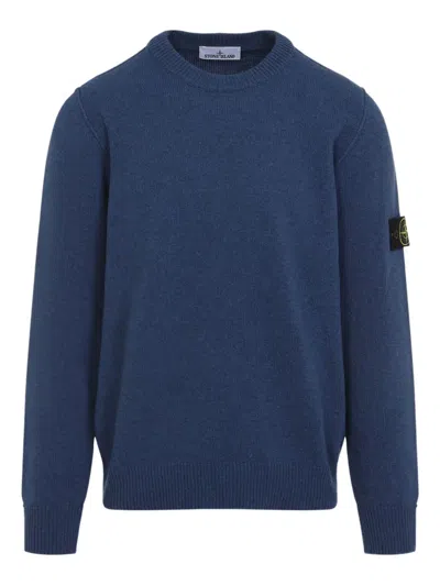 Stone Island Logo-patch Crew-neck Sweater In Blue