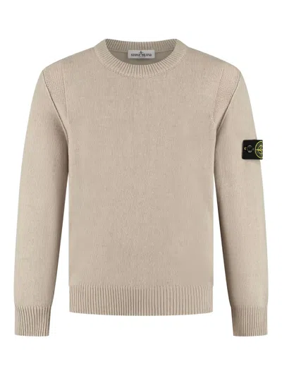 Stone Island Kids' Logo-patch Crew-neck Sweater In Brown
