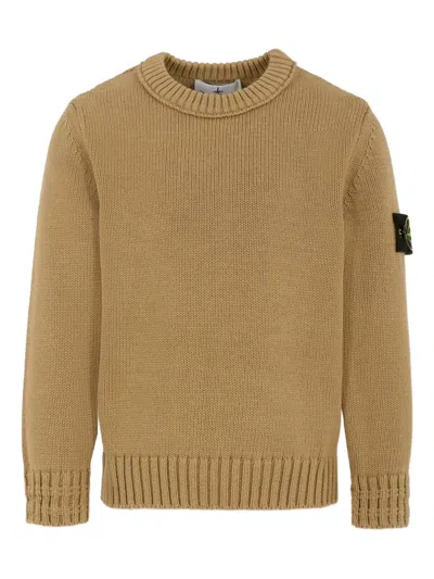 Stone Island Kids' Logo-patch Crew-neck Sweater In Brown