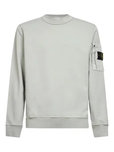Stone Island Mens Grey Melange Badge Crewneck Cotton-jersey Sweatshirt In Burgundy