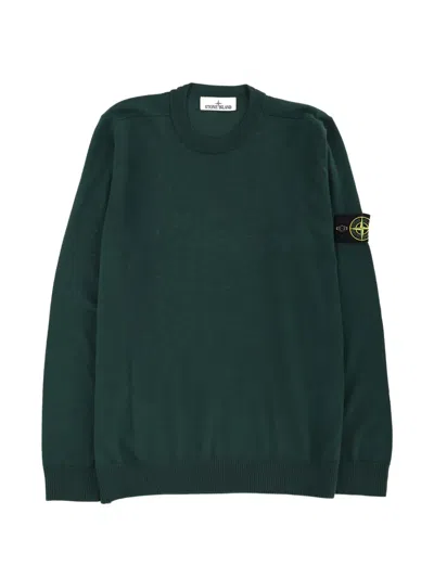 Stone Island Logo-patch Crew-neck Sweater In Green