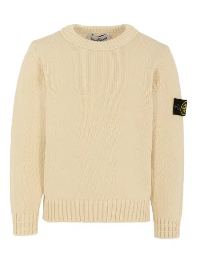 Stone Island Kids' Logo-patch Crew-neck Sweater In Neutral