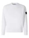 Stone Island Classic White Sweater With Timeless Round Neckline In White
