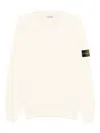 Stone Island Logo-patch Crew-neck Sweater In White