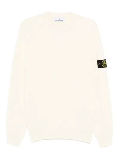Stone Island Logo-patch Crew-neck Sweater In White
