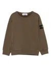 Stone Island Logo-patch Crew-neck Sweatshirt In Brown
