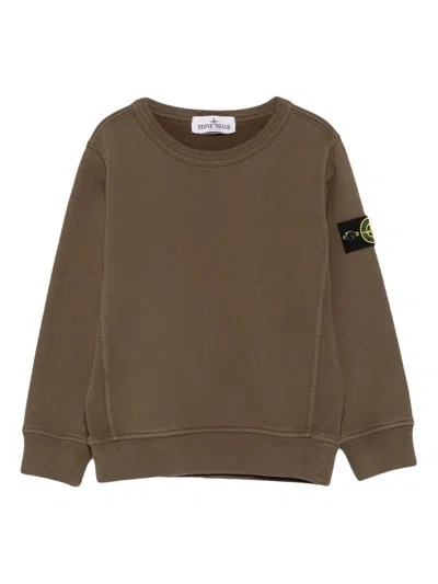 Stone Island Logo-patch Crew-neck Sweatshirt In Brown